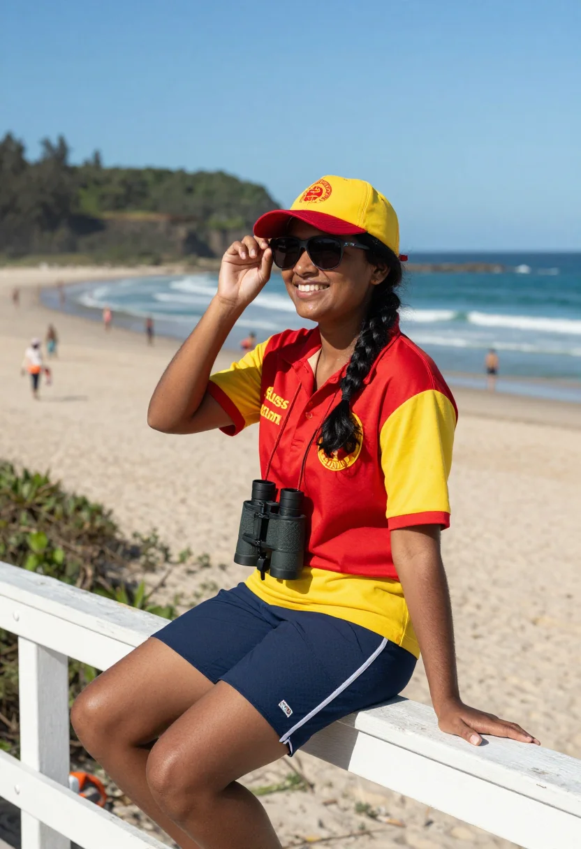 AI surf lifesaver sample — portrait of a surf lifesaver, half-length portrait of a Sout