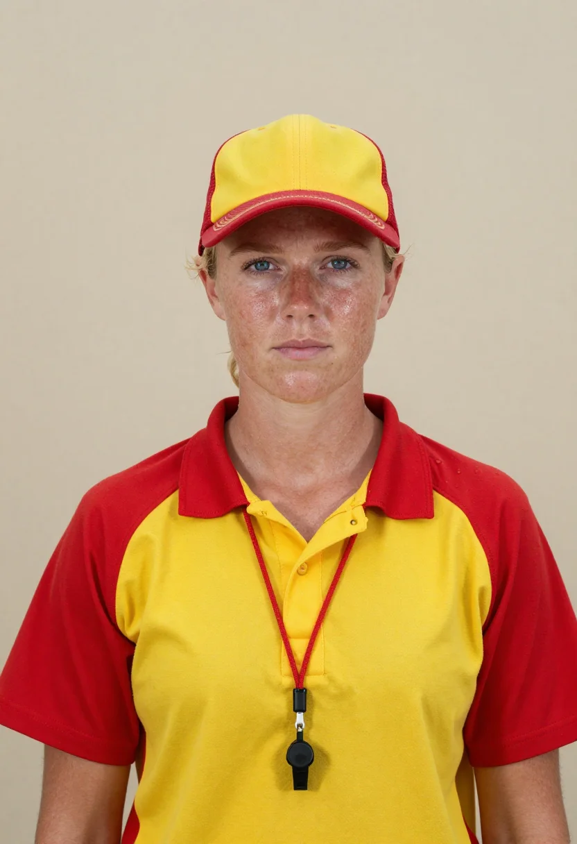 AI surf lifesaver sample — portrait of a surf lifesaver, chest-up portrait of a young A