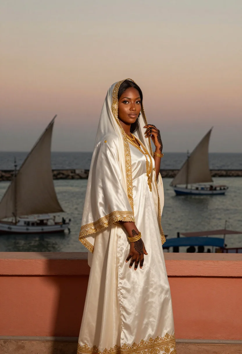 AI swahili bride sample — portrait of a woman, three-quarter-length portrait of a youn