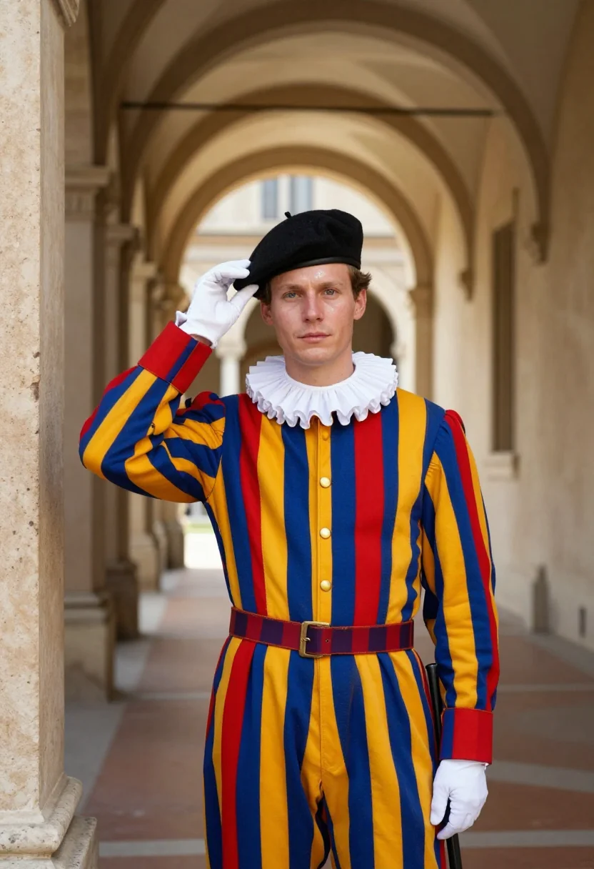 AI swiss guard sample — portrait of a man, chest-up portrait of a Swiss man in his e