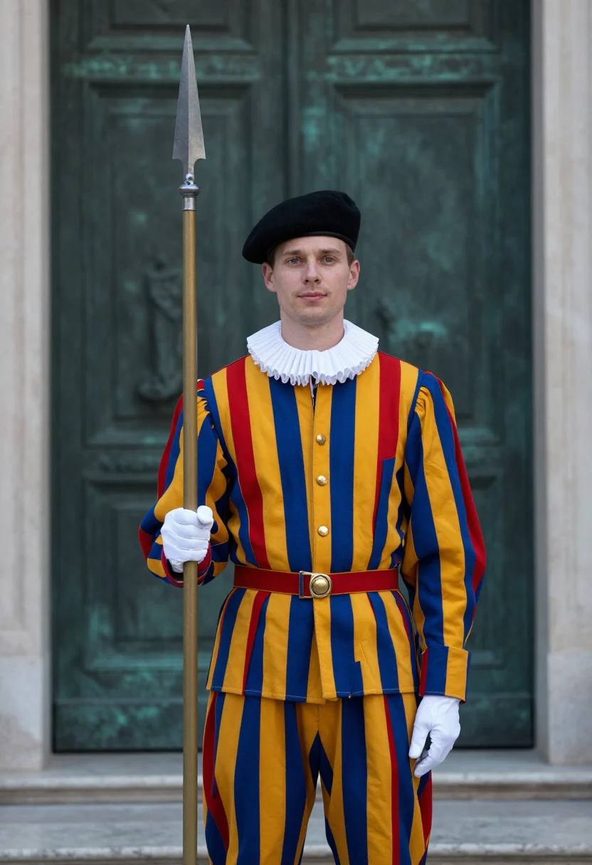 AI swiss guard sample — portrait of a man, chest-up portrait of a Swiss man in his e
