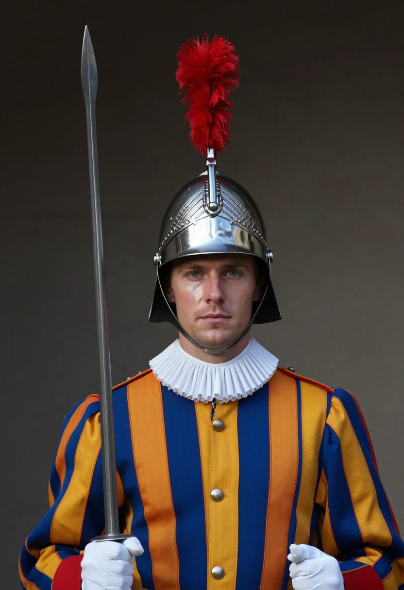 AI swiss guard sample — portrait of a man, chest-up portrait of a Swiss man in his e