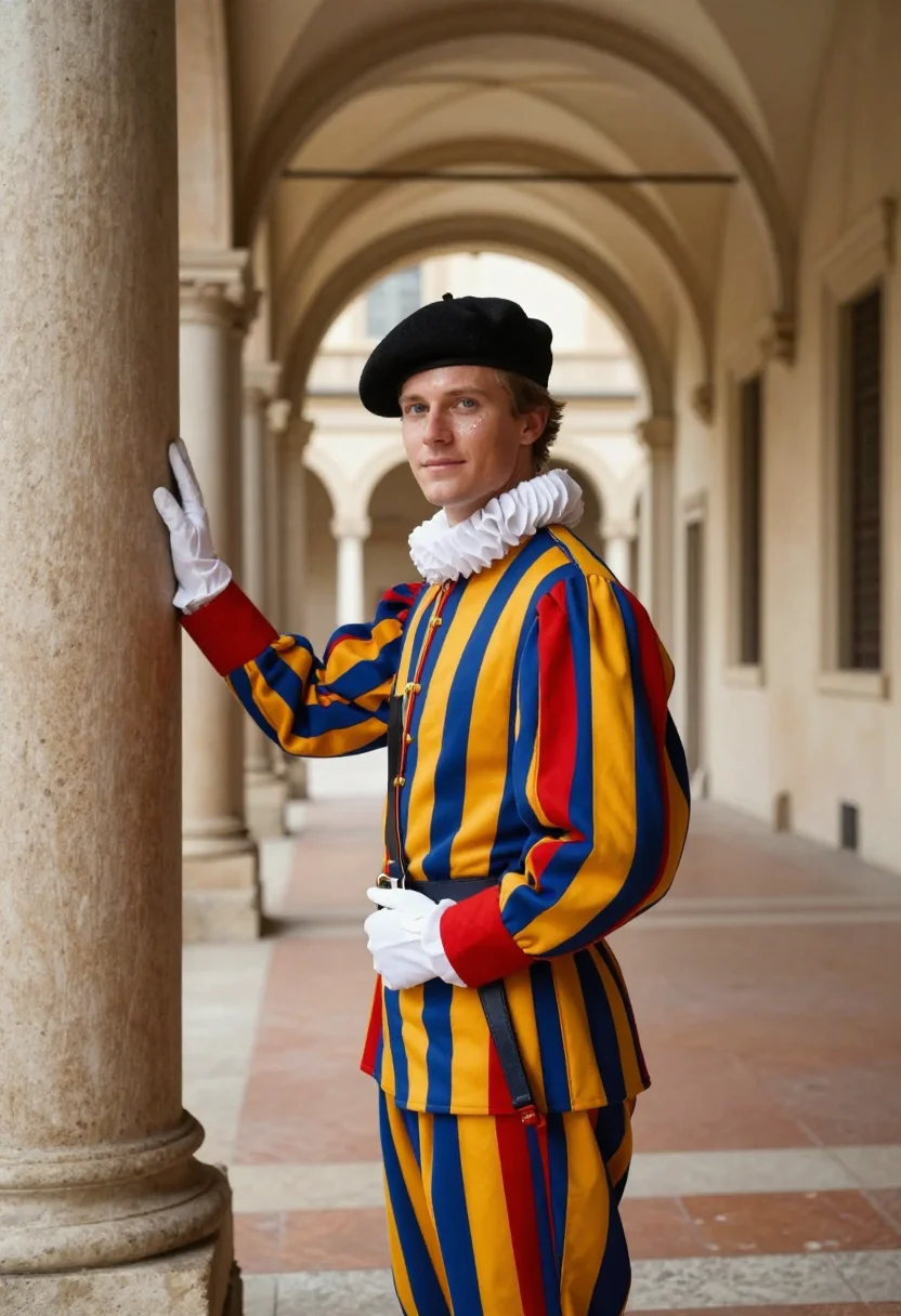 AI swiss guard sample — portrait of a man, half-length portrait of a Swiss man in hi