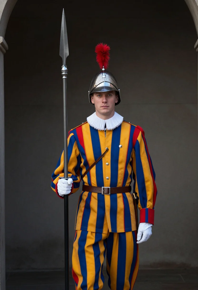 AI swiss guard sample — portrait of a man, half-length portrait of a Swiss man in hi