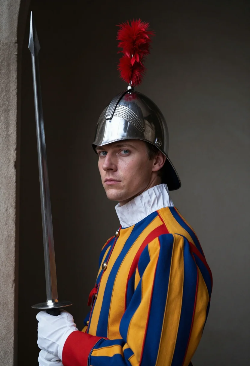 AI swiss guard sample — portrait of a man, head-and-shoulders portrait of a Swiss ma