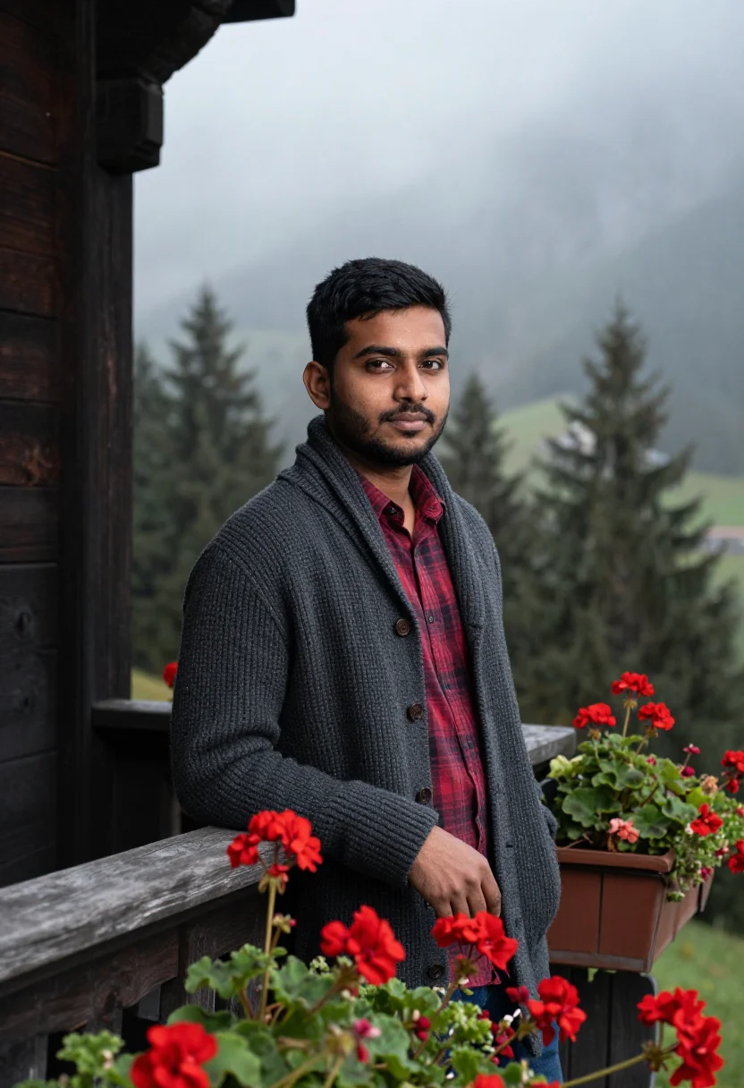 AI switzerland sample — portrait of a traveler, half-length portrait of a South-Asia