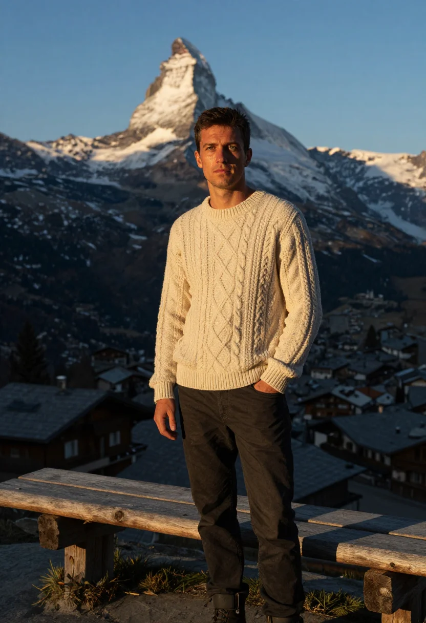AI switzerland sample — portrait of a traveler, full-length portrait of a Western-Eu