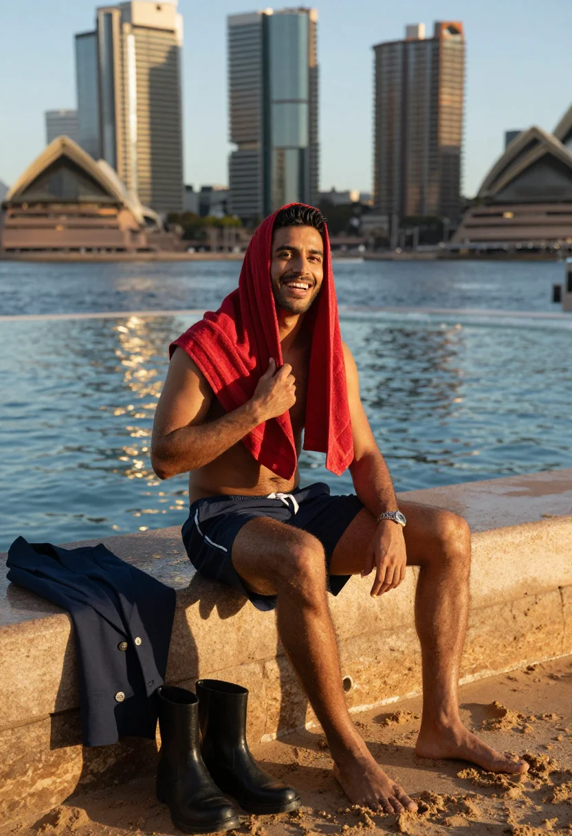 AI sydney barangaroo sample — portrait of a man, three-quarter portrait of a Middle-Easter