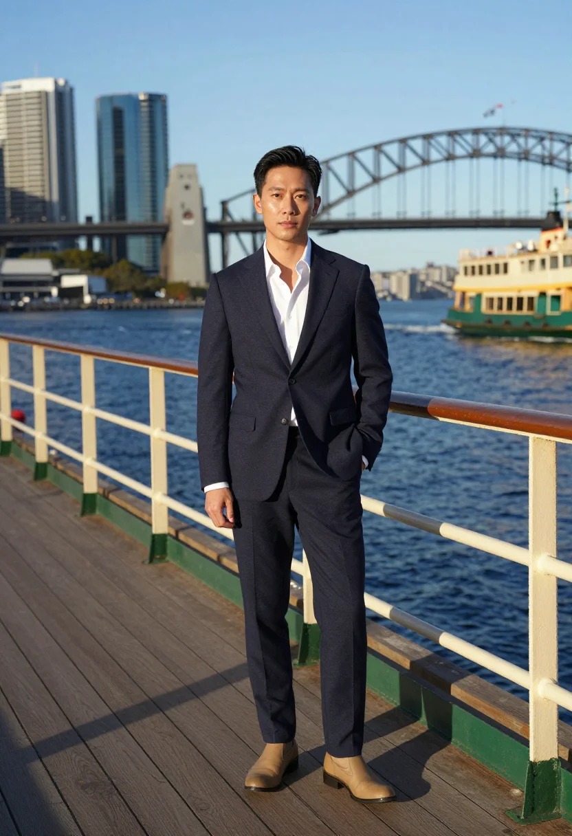AI sydney barangaroo sample — portrait of a man, full-length portrait of an East-Asian man