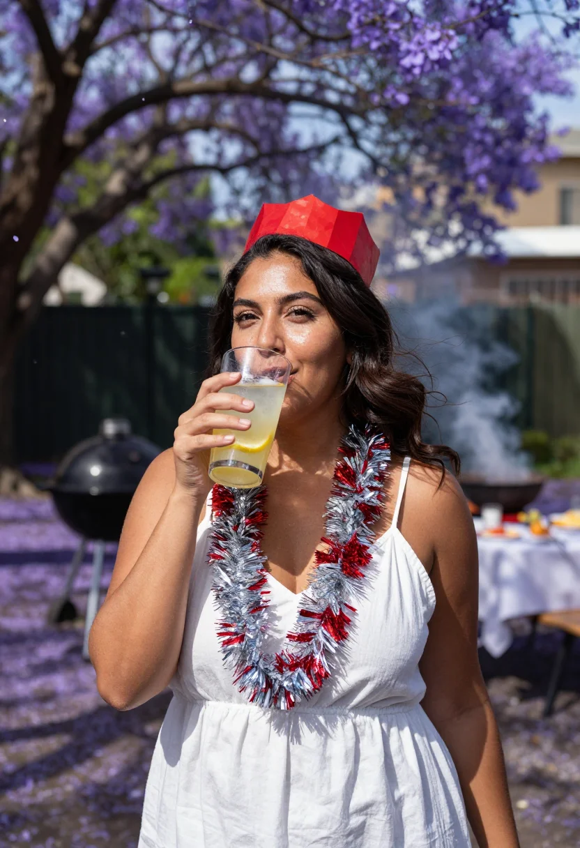AI sydney beach christmas sample — portrait of a woman, head-and-shoulders portrait of a woman