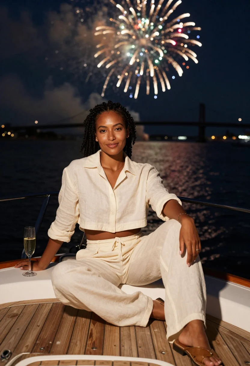 AI sydney nye sample — portrait of a woman, around twenty-five, with deep brown ski