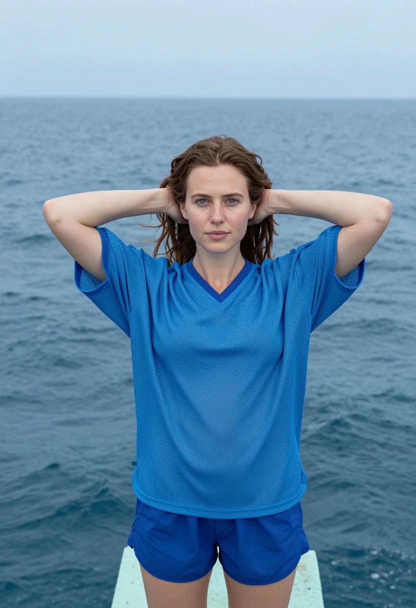 AI sza sos pier ocean blue sample — portrait of a woman, an English woman in her mid-twenties wi