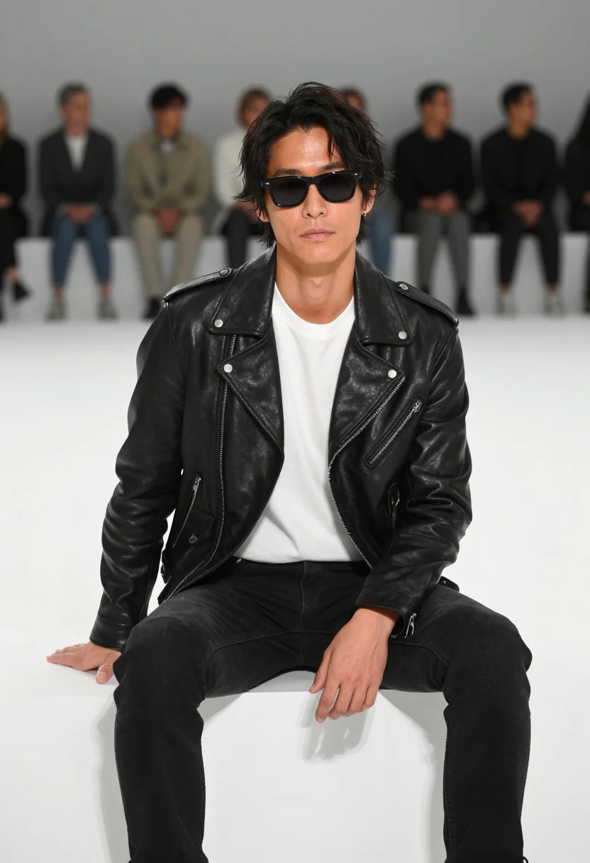 AI taehyung celine sample — editorial portrait photograph, a Japanese man in his mid-twe