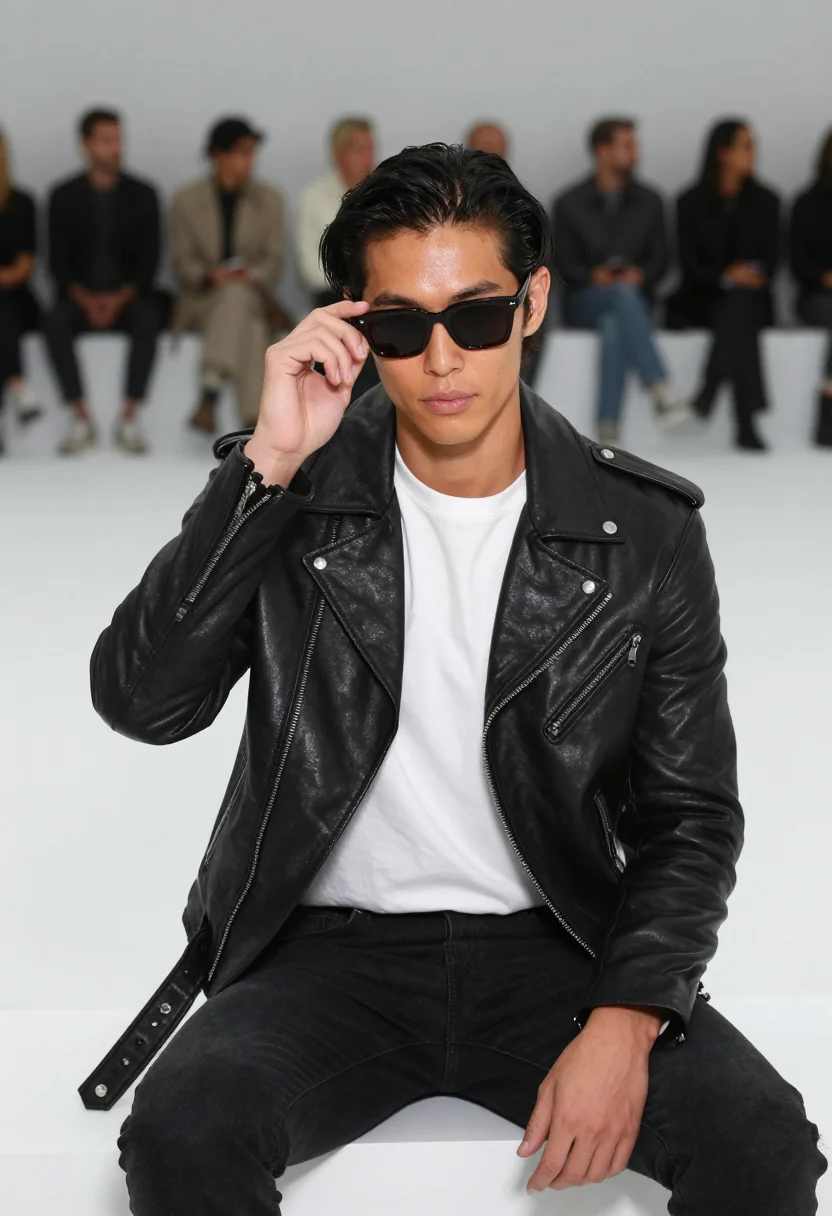 AI taehyung celine sample — editorial portrait photograph, a mixed Korean-European man i