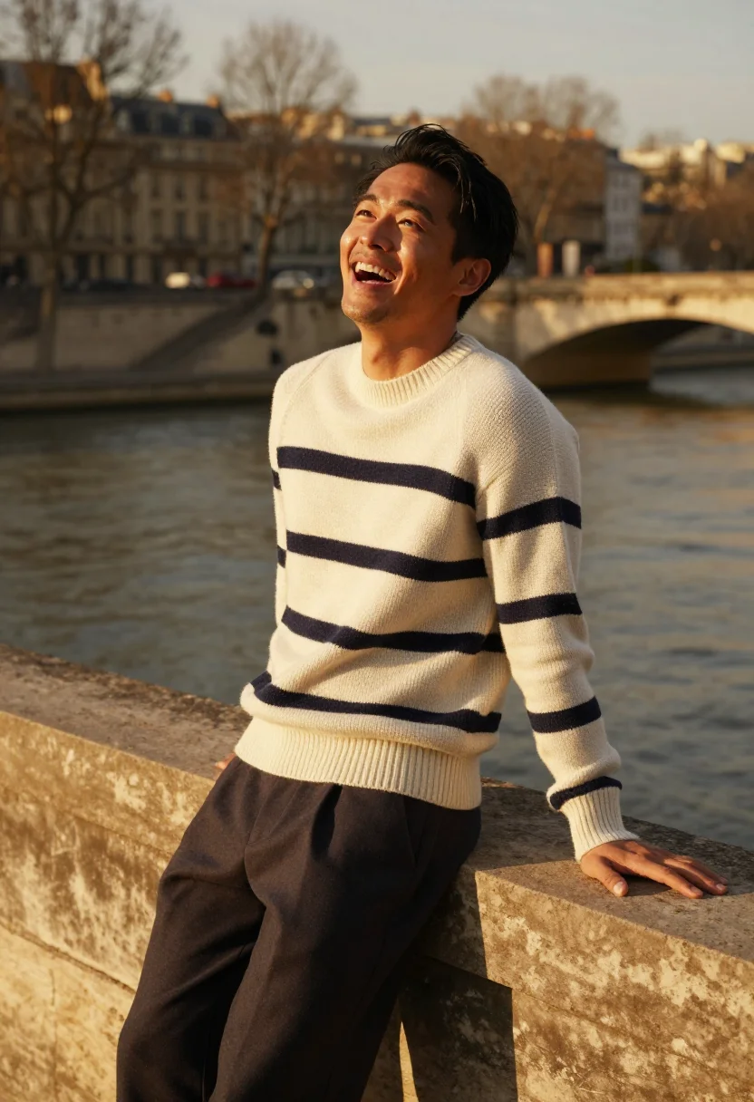 AI taehyung celine sample — editorial portrait photograph, a mixed Japanese-French man i