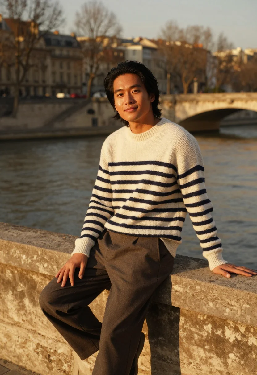 AI taehyung celine sample — editorial portrait photograph, a Vietnamese man in his early