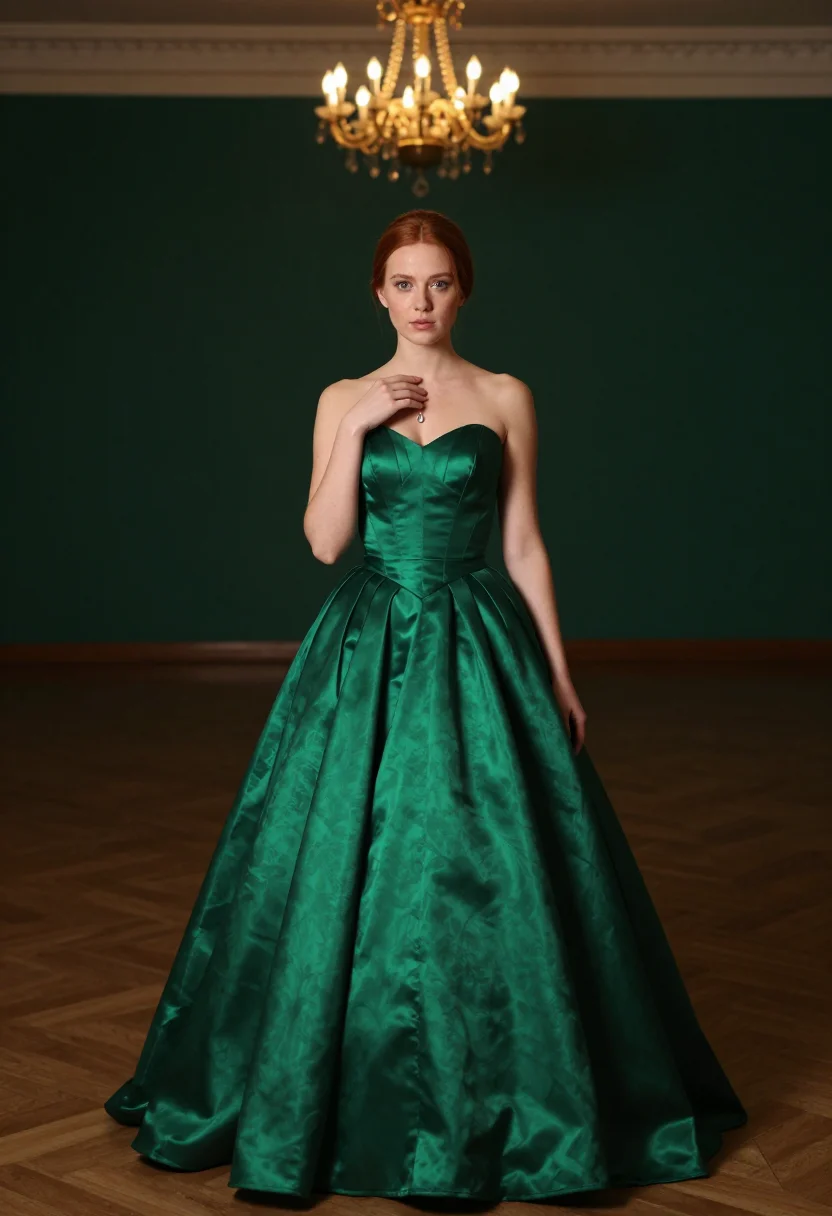AI taffeta emerald sample — portrait of a woman, half-length portrait of a woman in her