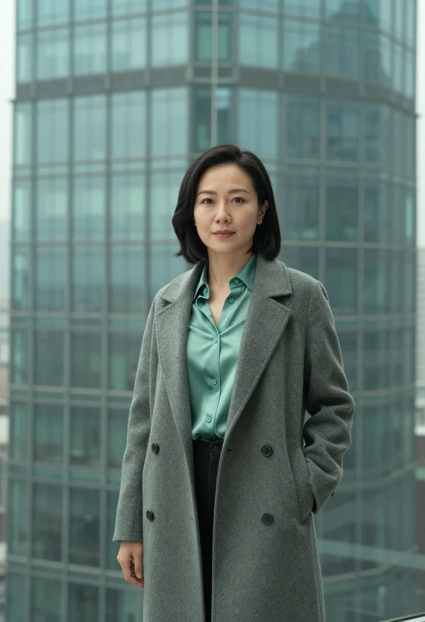 AI taipei financial analyst jade glass sample — portrait of a woman, a Taiwanese financial analyst in her mi