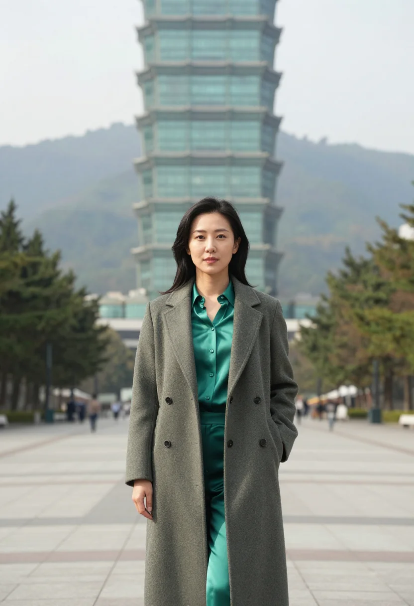 AI taipei financial analyst jade glass sample — portrait of a woman, a Korean financial analyst in her mid-t
