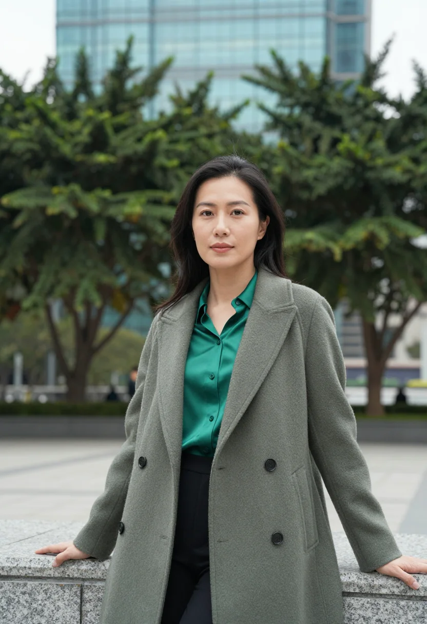 AI taipei financial analyst jade glass sample — portrait of a woman, a Taiwanese financial analyst in her la