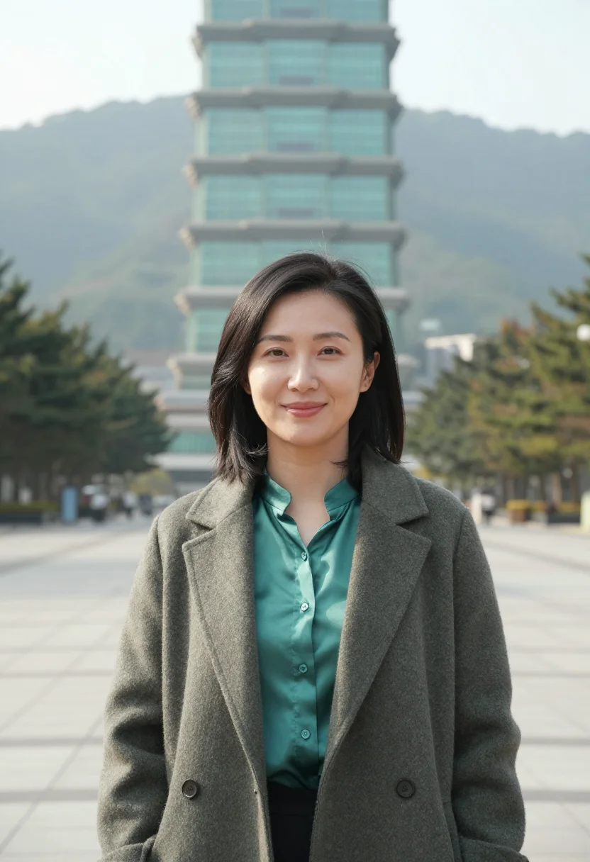 AI taipei financial analyst jade glass sample — portrait of a woman, a Taiwanese financial analyst in her ea