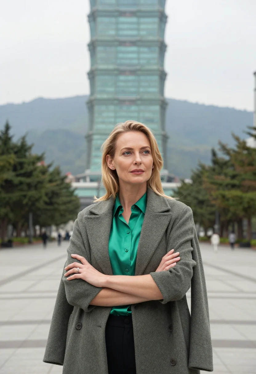 AI taipei financial analyst jade glass sample — portrait of a woman, a Dutch financial analyst in her early