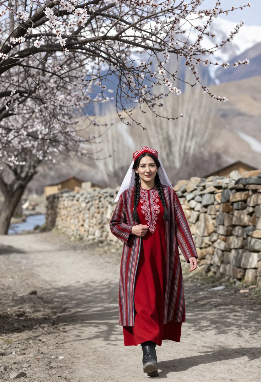 AI tajik pamir sample — portrait of a woman, full-length portrait of a Pamiri Tajik