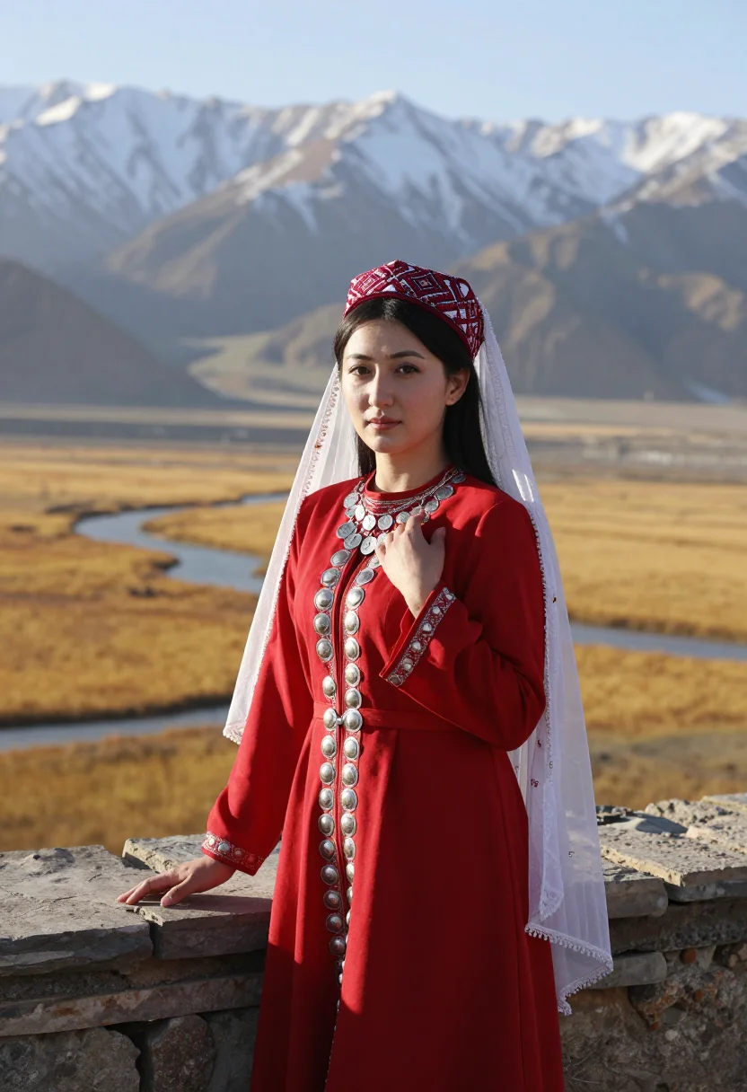 AI tajik pamir sample — portrait of a woman, half-length portrait of a Pamiri Tajik