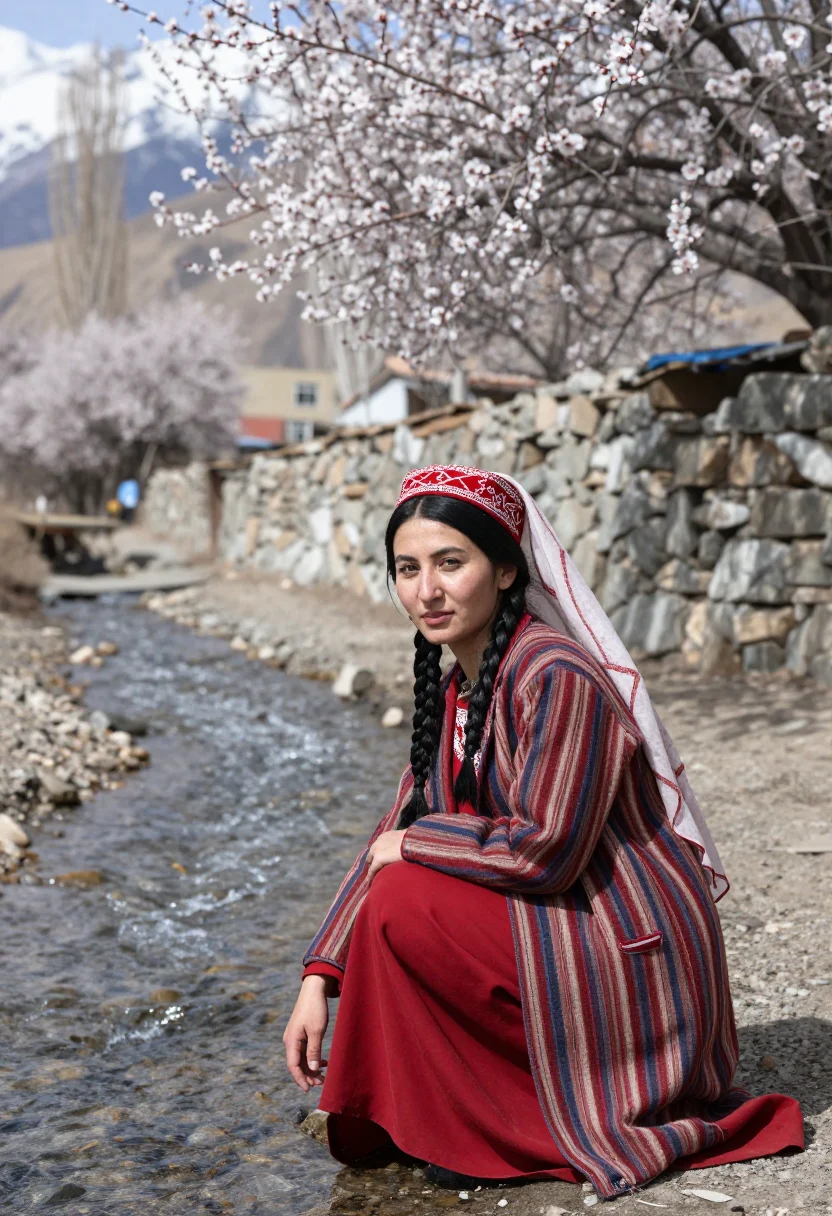 AI tajik pamir sample — portrait of a woman, three-quarter-length portrait of a Pami