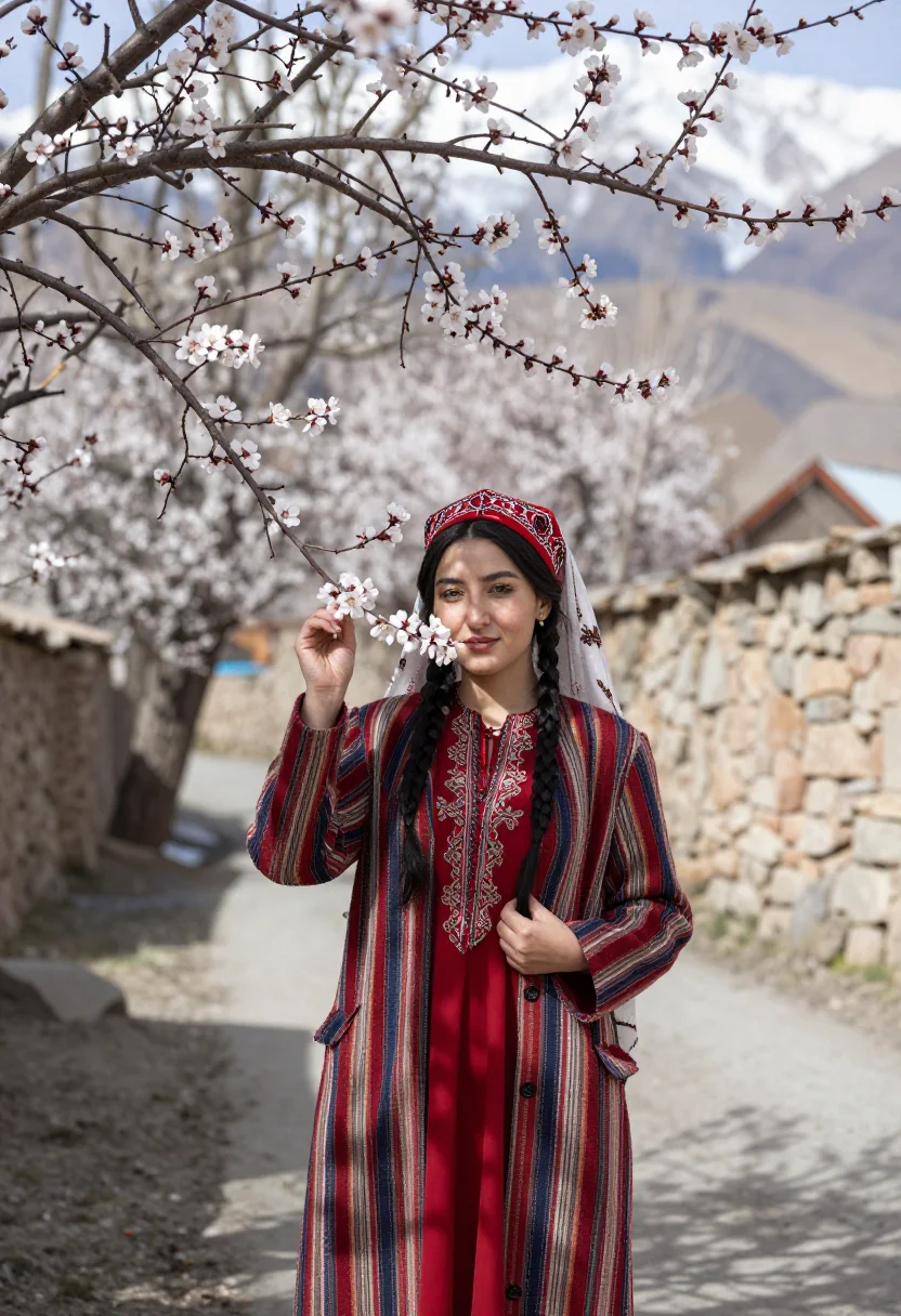 AI tajik pamir sample — portrait of a woman, half-length portrait of a Pamiri Tajik