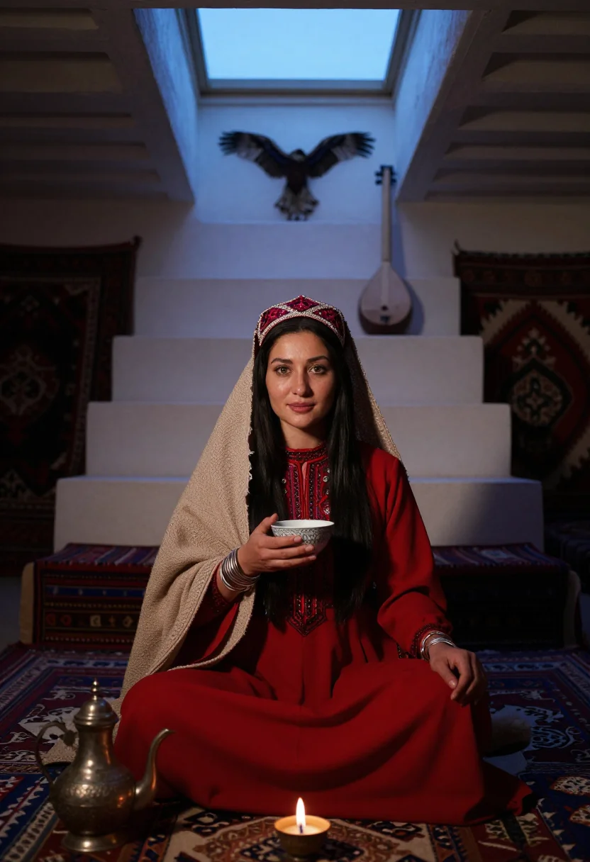 AI tajik pamir sample — portrait of a woman, half-length portrait of a Pamiri Tajik