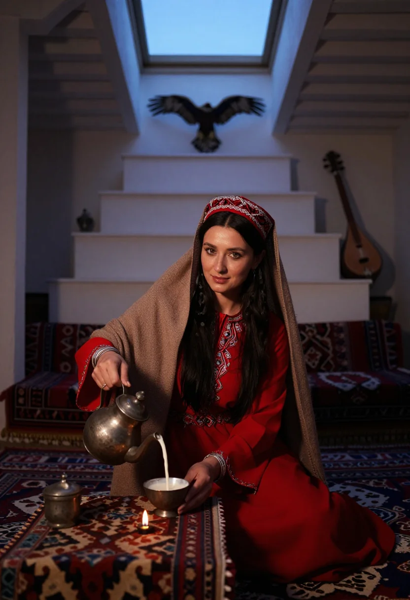 AI tajik pamir sample — portrait of a woman, three-quarter-length portrait of a Pami