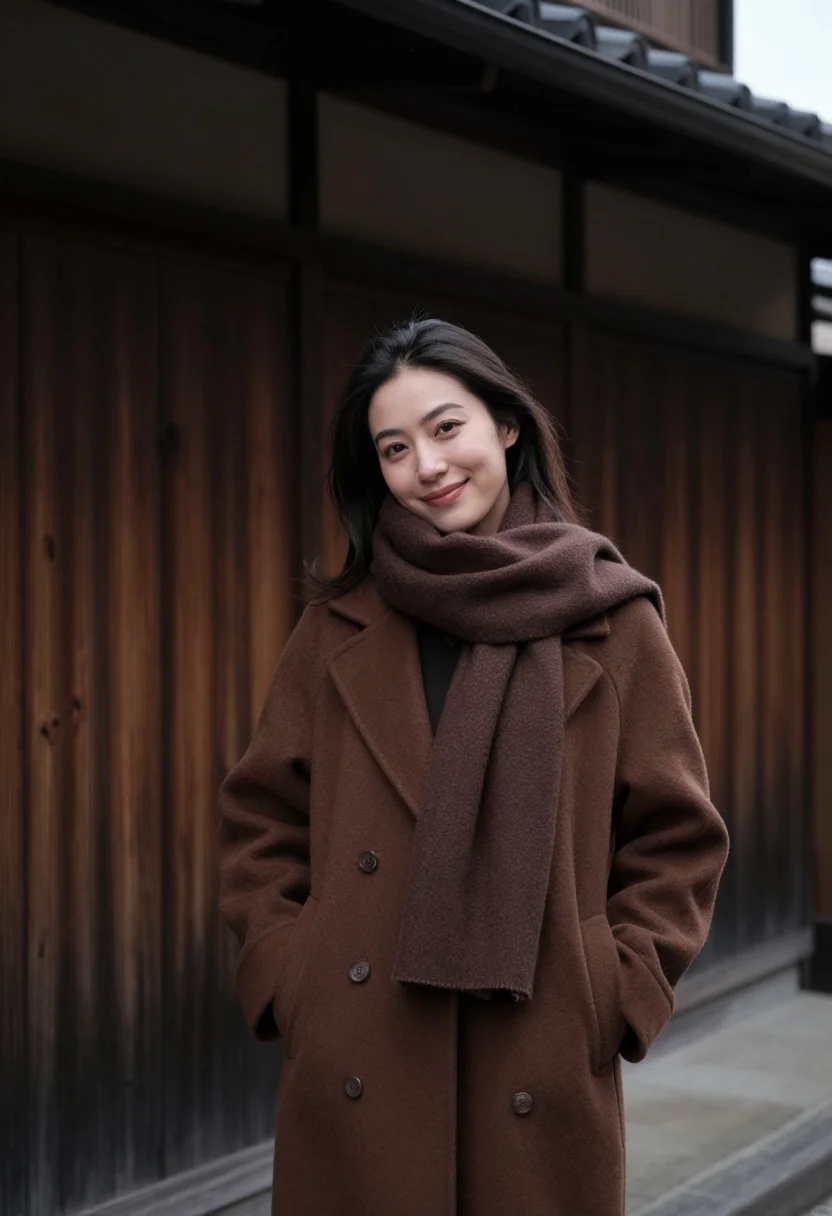 AI takayama november cedar brown sample — portrait of a woman, framed half-length from the waist up, t