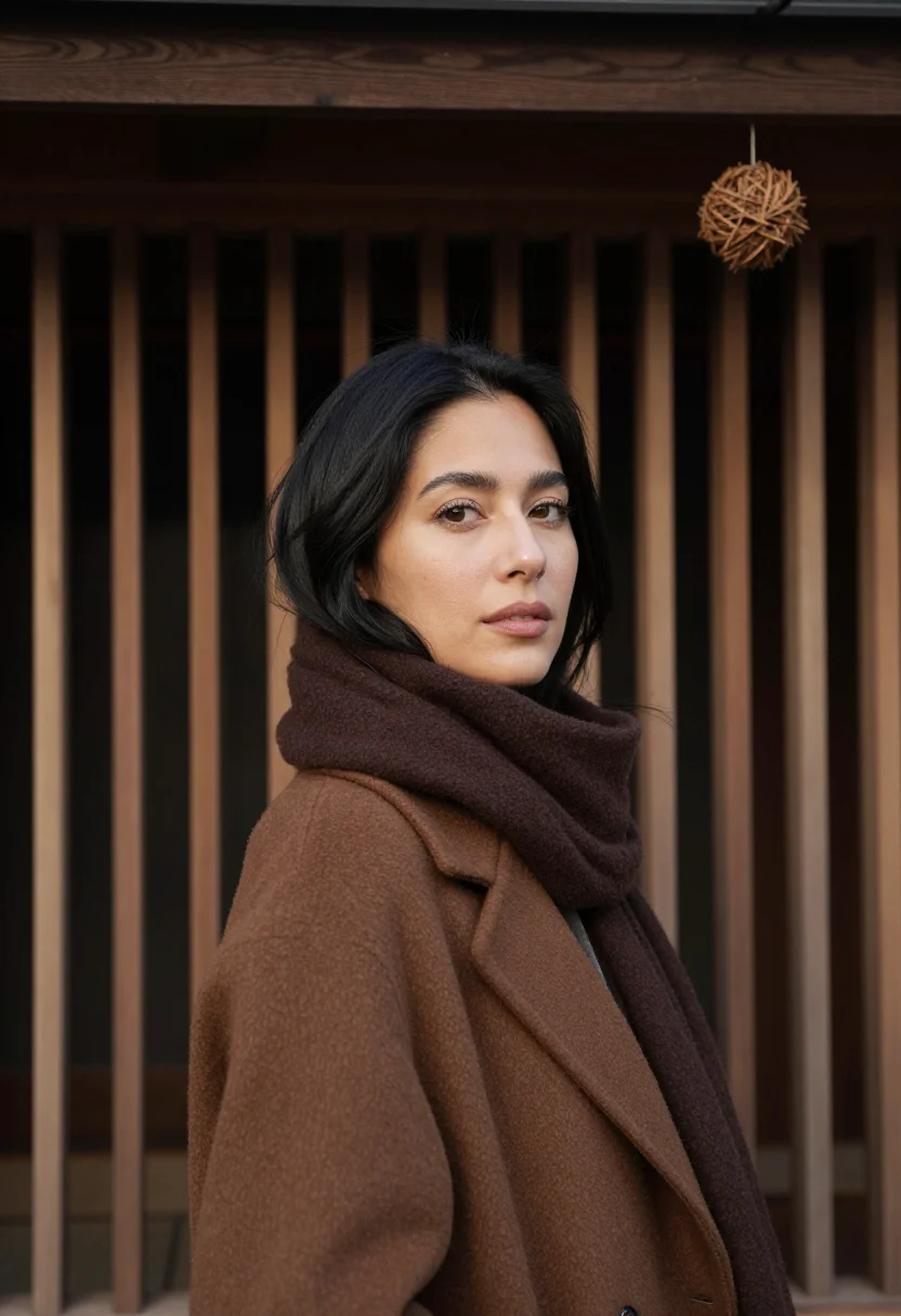 AI takayama november cedar brown sample — portrait of a woman, framed tight, head and shoulders, the b