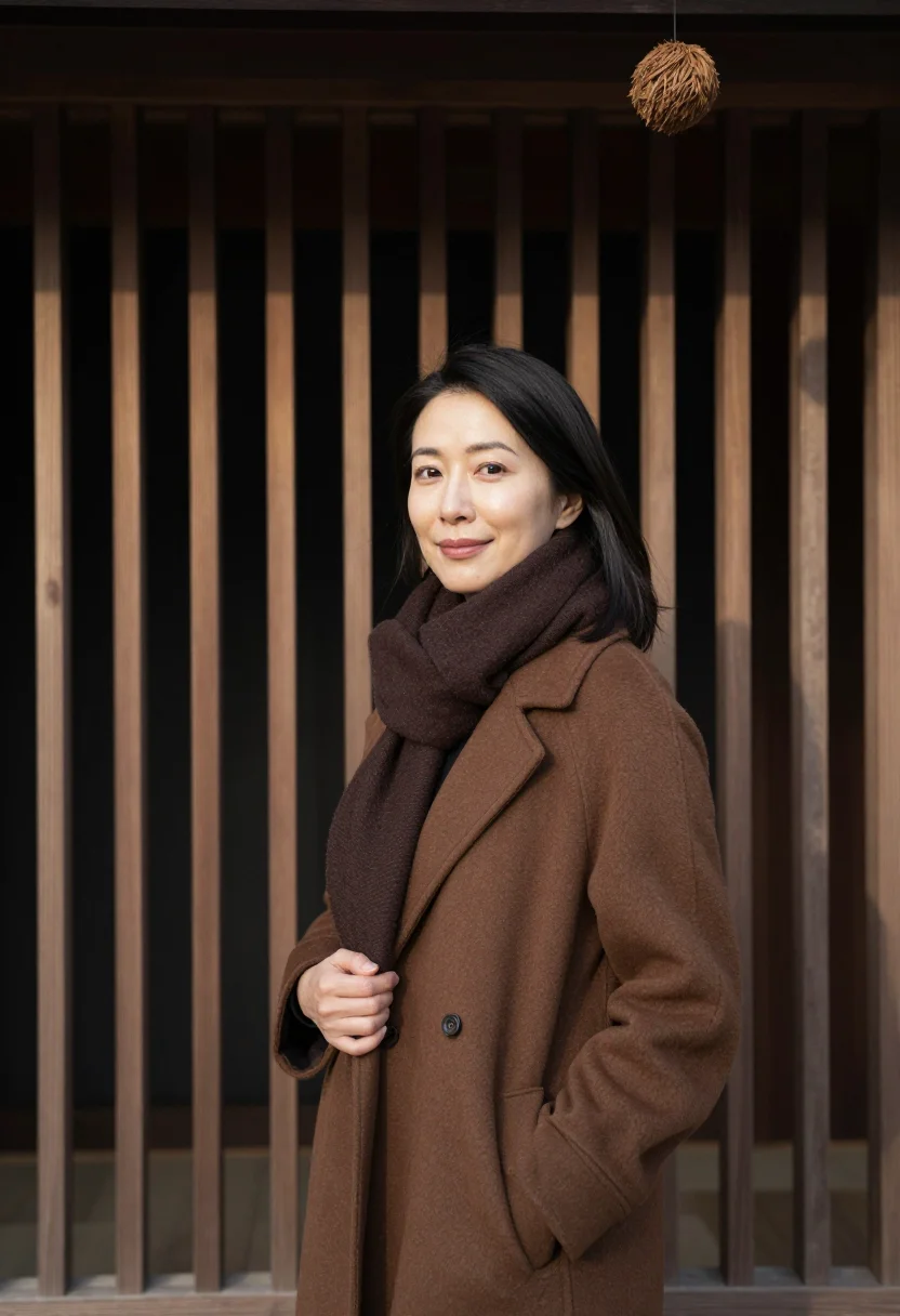 AI takayama november cedar brown sample — portrait of a woman, framed half-length from the waist up, t