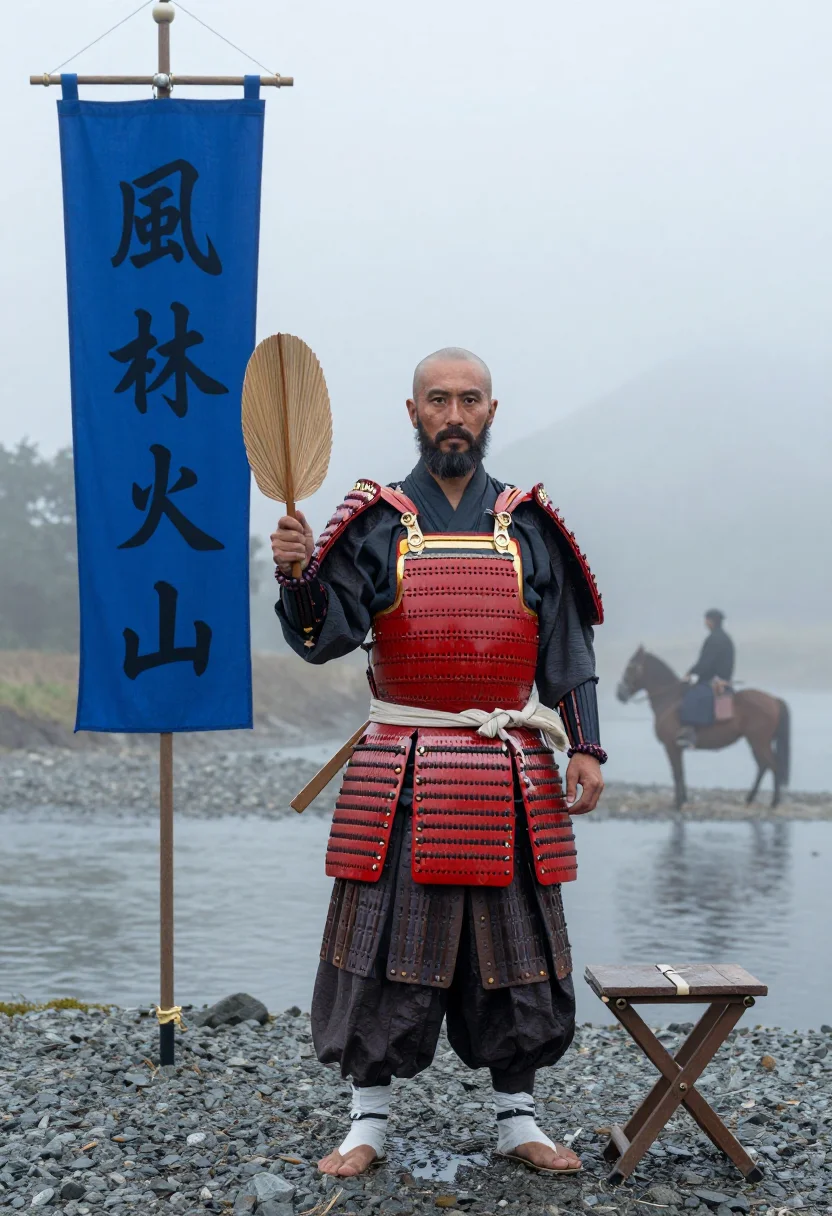 AI takeda shingen sample — portrait of a man, three-quarter-length portrait of a Japane