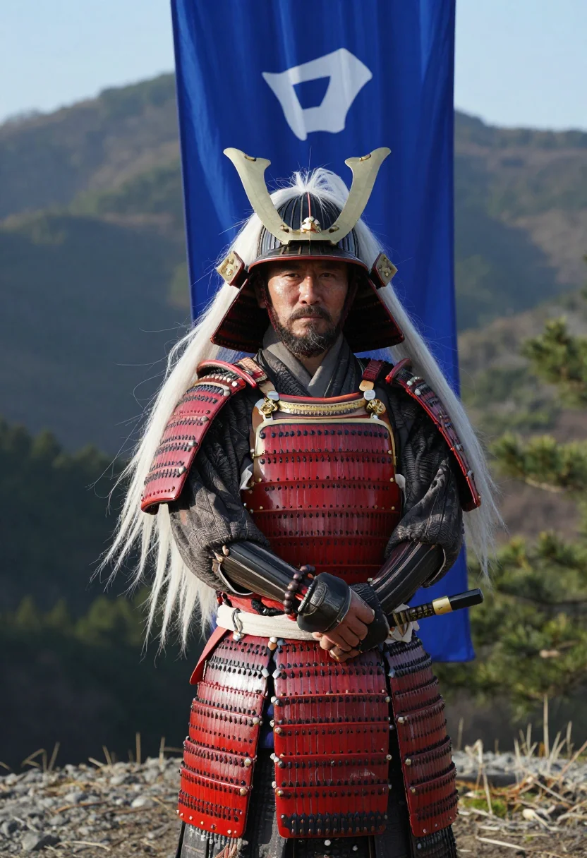AI takeda shingen sample — portrait of a man, half-length portrait of a Japanese man in