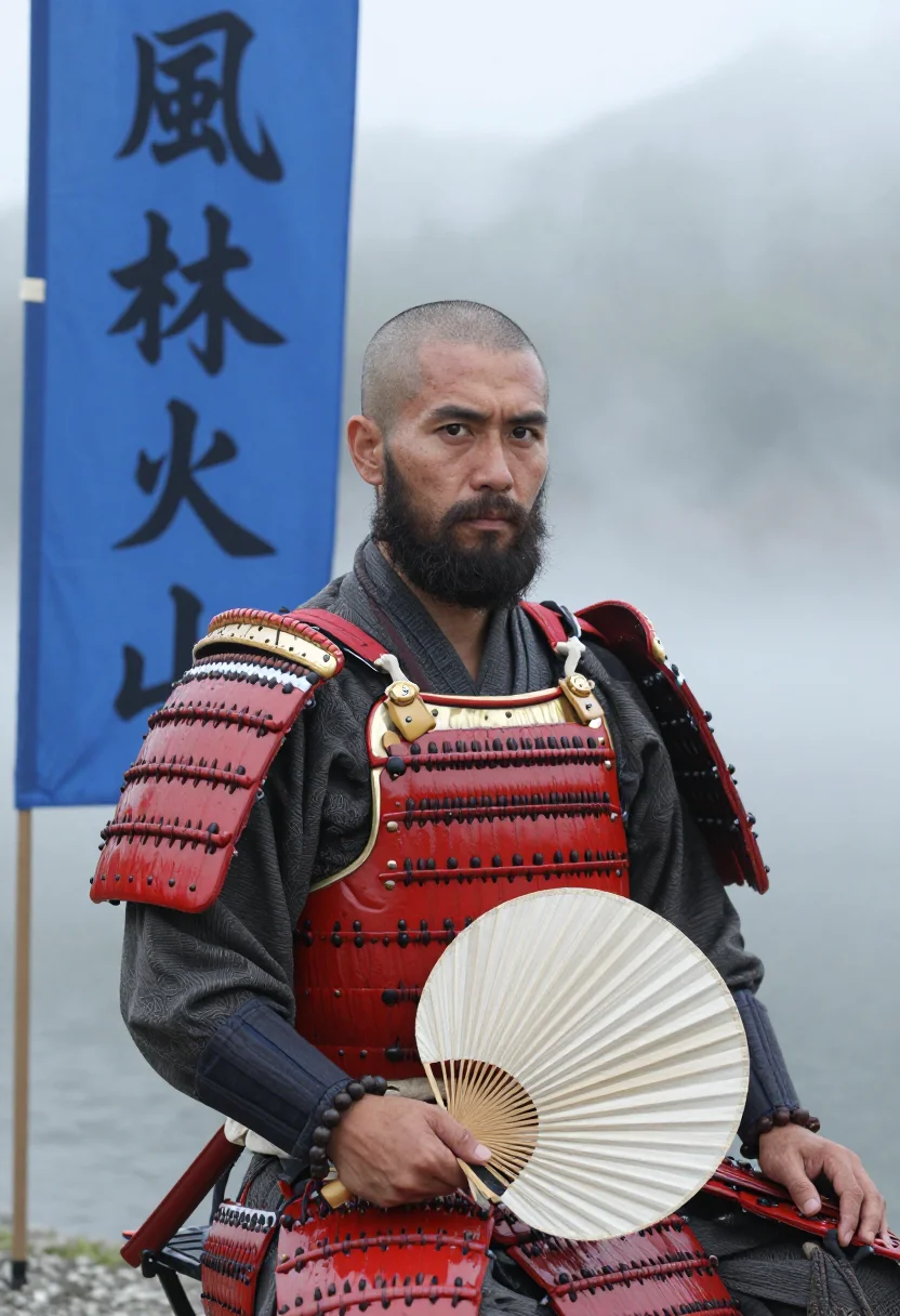 AI takeda shingen sample — portrait of a man, chest-up portrait of a Japanese man in hi