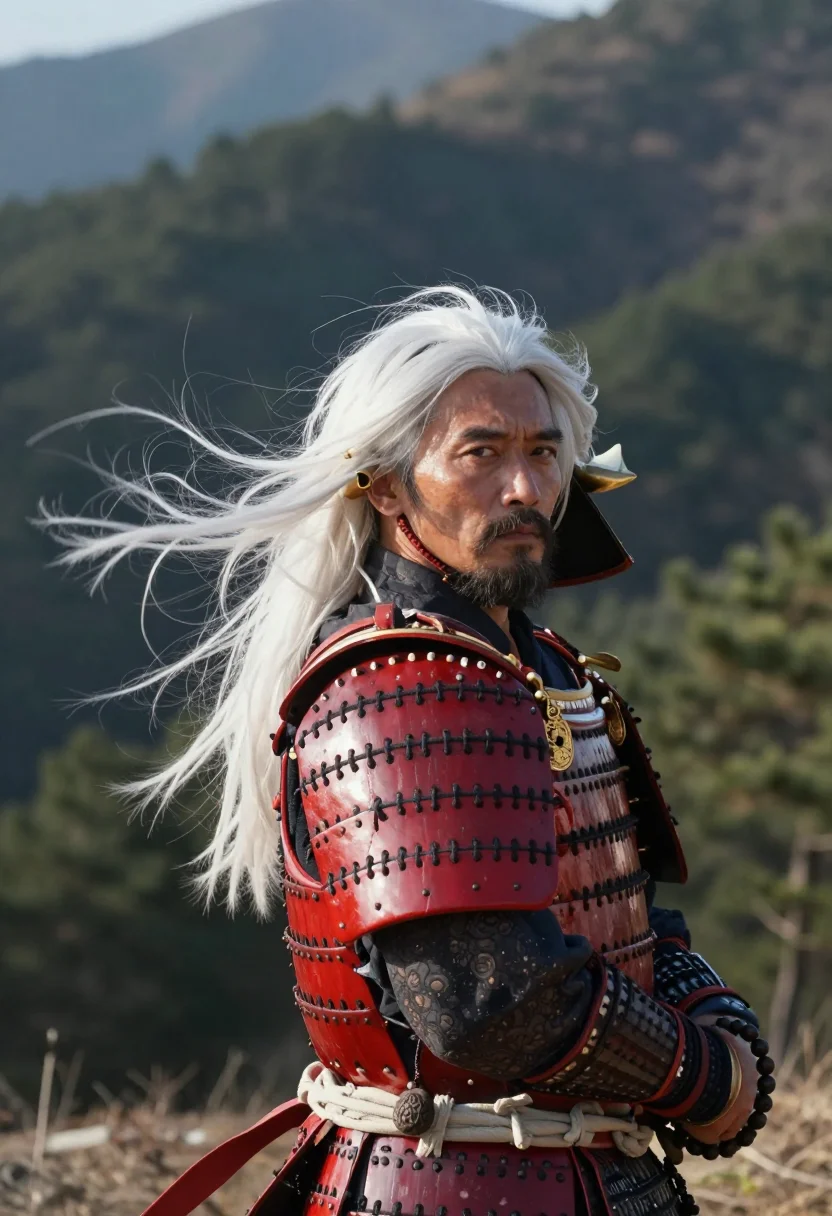 AI takeda shingen sample — portrait of a man, chest-up portrait of a Japanese man in hi