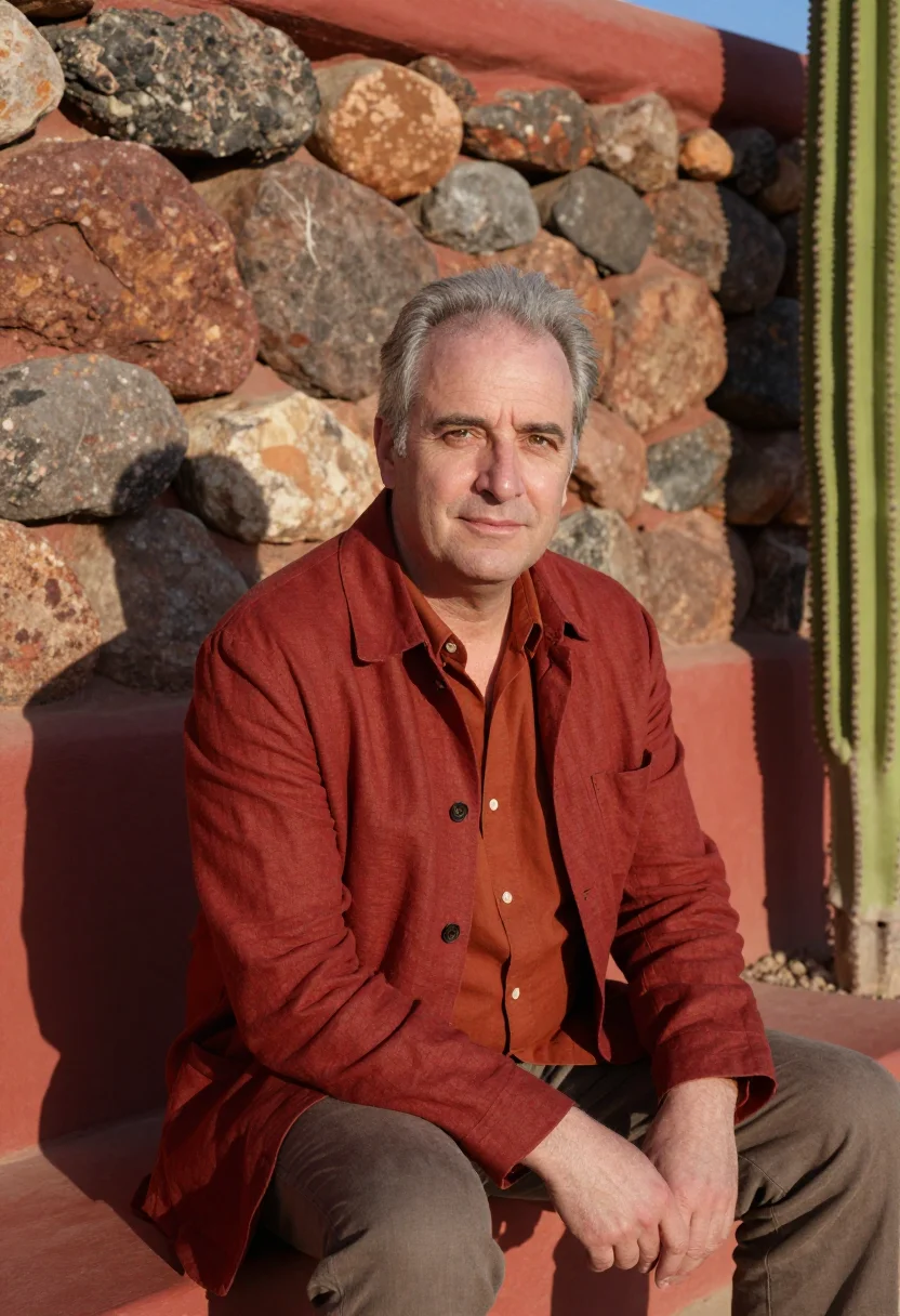 AI taliesin west architect cherokee red sample — portrait of a man, framed half-length from the head to the h