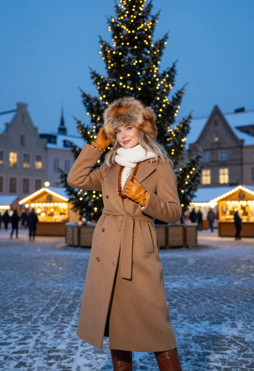 AI tallinn christmas sample — portrait of a woman, an Estonian woman in her late twenties