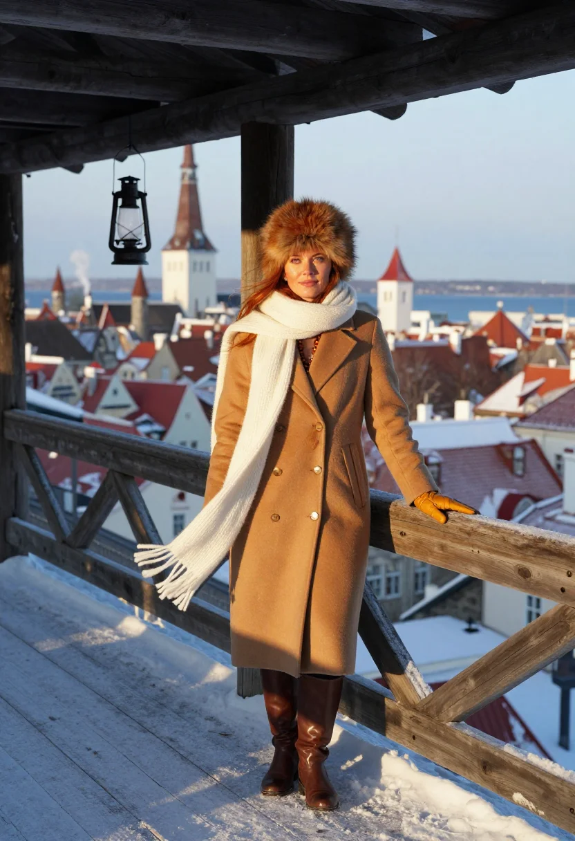 AI tallinn christmas sample — portrait of a woman, a Finnish woman in her mid-twenties wit