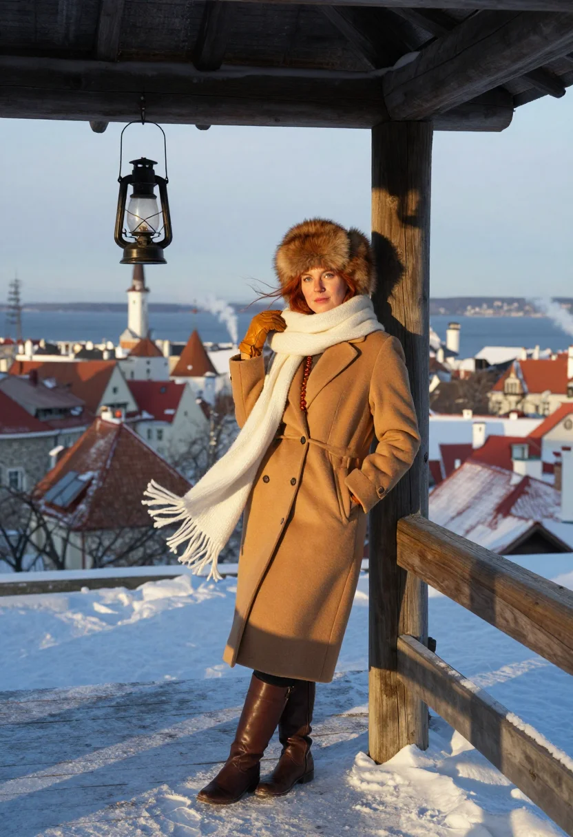 AI tallinn christmas sample — portrait of a woman, a Finnish woman in her mid-twenties wit