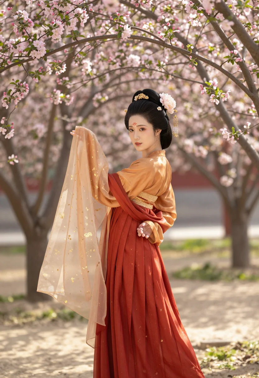 AI tang court sample — portrait of a woman, three-quarter-length portrait of a Han-