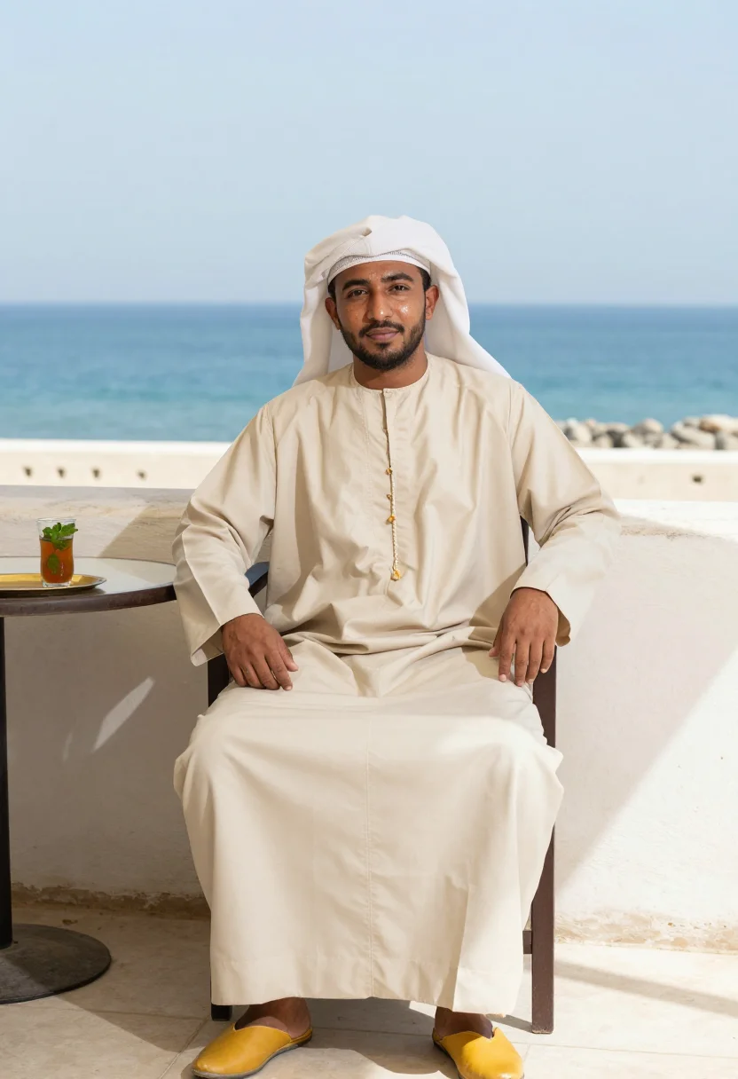 AI tangier djellaba sample — portrait of a man, three-quarter-length portrait of a North-