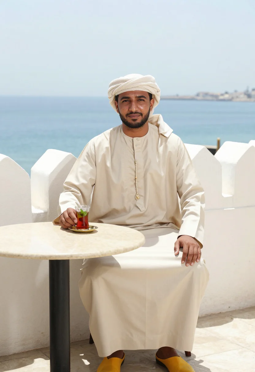 Example portrait from the AI Tangier Djellaba — Free Preview, Train Once