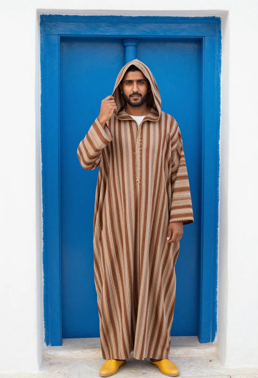 AI tangier djellaba sample — portrait of a man, three-quarter-length portrait of a North-
