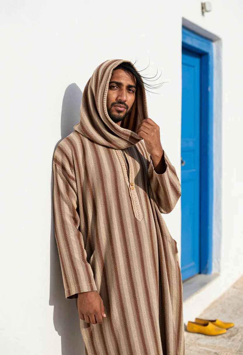 AI tangier djellaba sample — portrait of a man, half-length portrait of a North-African m