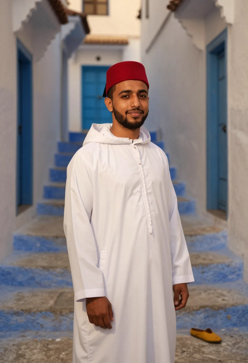 AI tangier djellaba sample — portrait of a man, half-length portrait of a North-African m