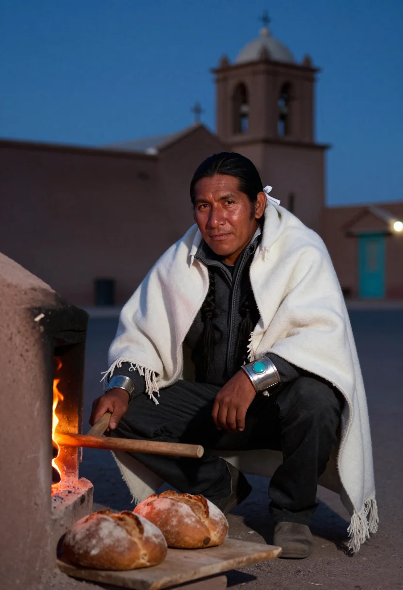 AI taos adobe sample — portrait of a man, three-quarter-length portrait of a Pueblo